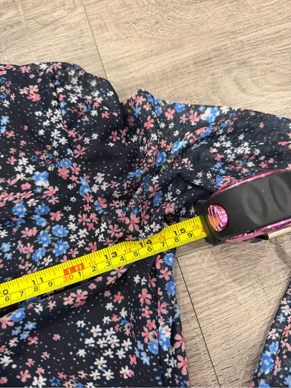 Forever 21 Black Long-Sleeve Shirt Dress with Pink & Blue Floral Print - Picture 3 of 3